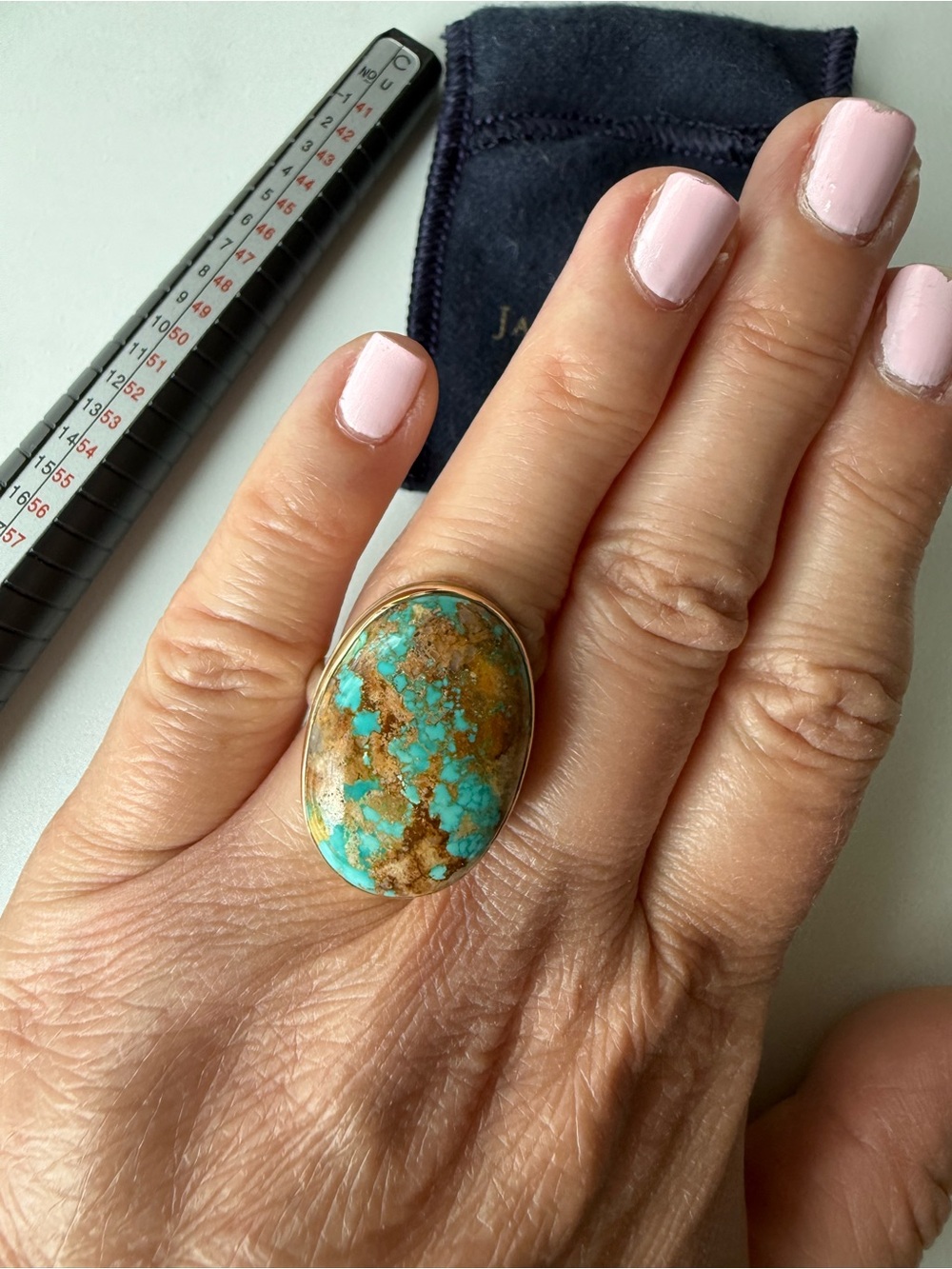 Jamie Joseph Royston Turquoise Ring 14k and sterling silver